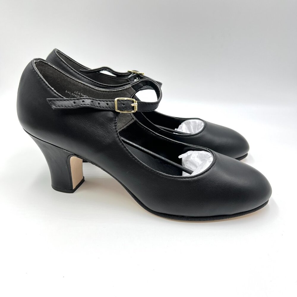 Capezio 653 Womens Size‎ 9 Manhattan Character Black Leather Dance Shoes Heels